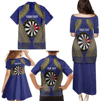 Personalised Niue Darts Family Matching Puletasi and Hawaiian Shirt Dart Board Hiapo Pattern - Polynesian Pride