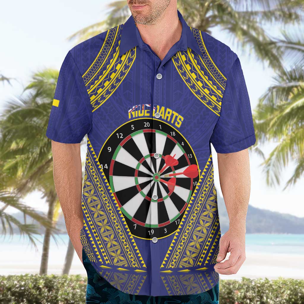 Personalised Niue Darts Hawaiian Shirt Dart Board Hiapo Pattern - Polynesian Pride