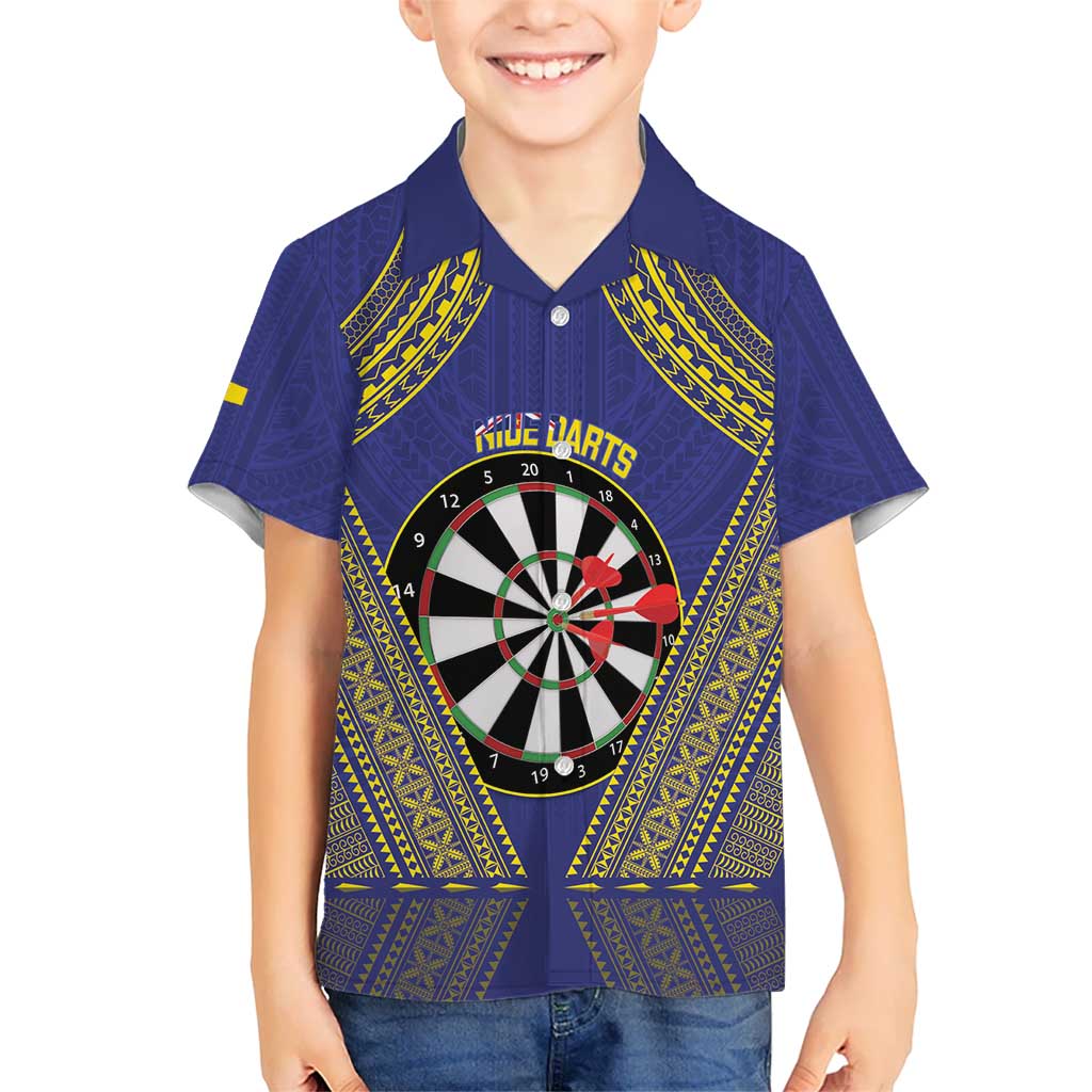 Personalised Niue Darts Hawaiian Shirt Dart Board Hiapo Pattern - Polynesian Pride