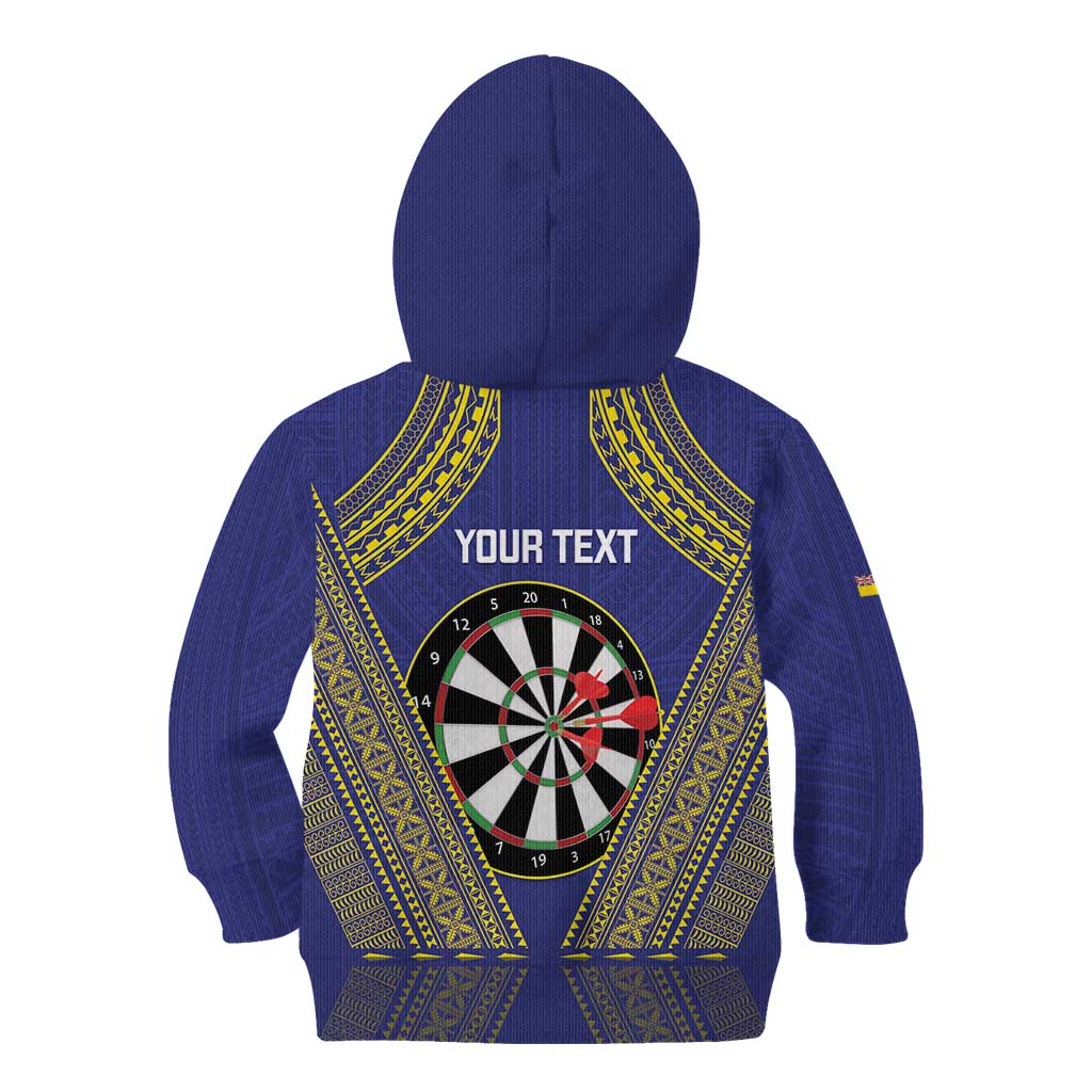 Personalised Niue Darts Kid Hoodie Dart Board Hiapo Pattern - Polynesian Pride