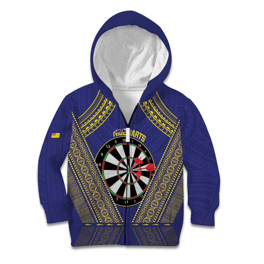 Personalised Niue Darts Kid Hoodie Dart Board Hiapo Pattern - Polynesian Pride