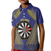 Personalised Niue Darts Kid Polo Shirt Dart Board Hiapo Pattern - Polynesian Pride