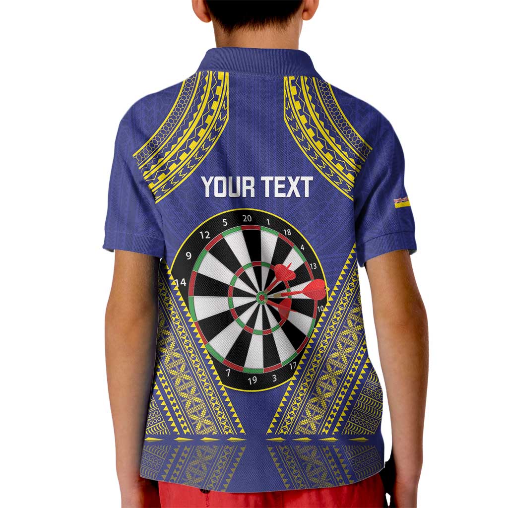Personalised Niue Darts Kid Polo Shirt Dart Board Hiapo Pattern - Polynesian Pride