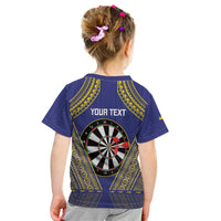 Personalised Niue Darts Kid T Shirt Dart Board Hiapo Pattern - Polynesian Pride