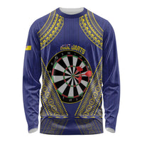 Personalised Niue Darts Long Sleeve Shirt Dart Board Hiapo Pattern - Polynesian Pride
