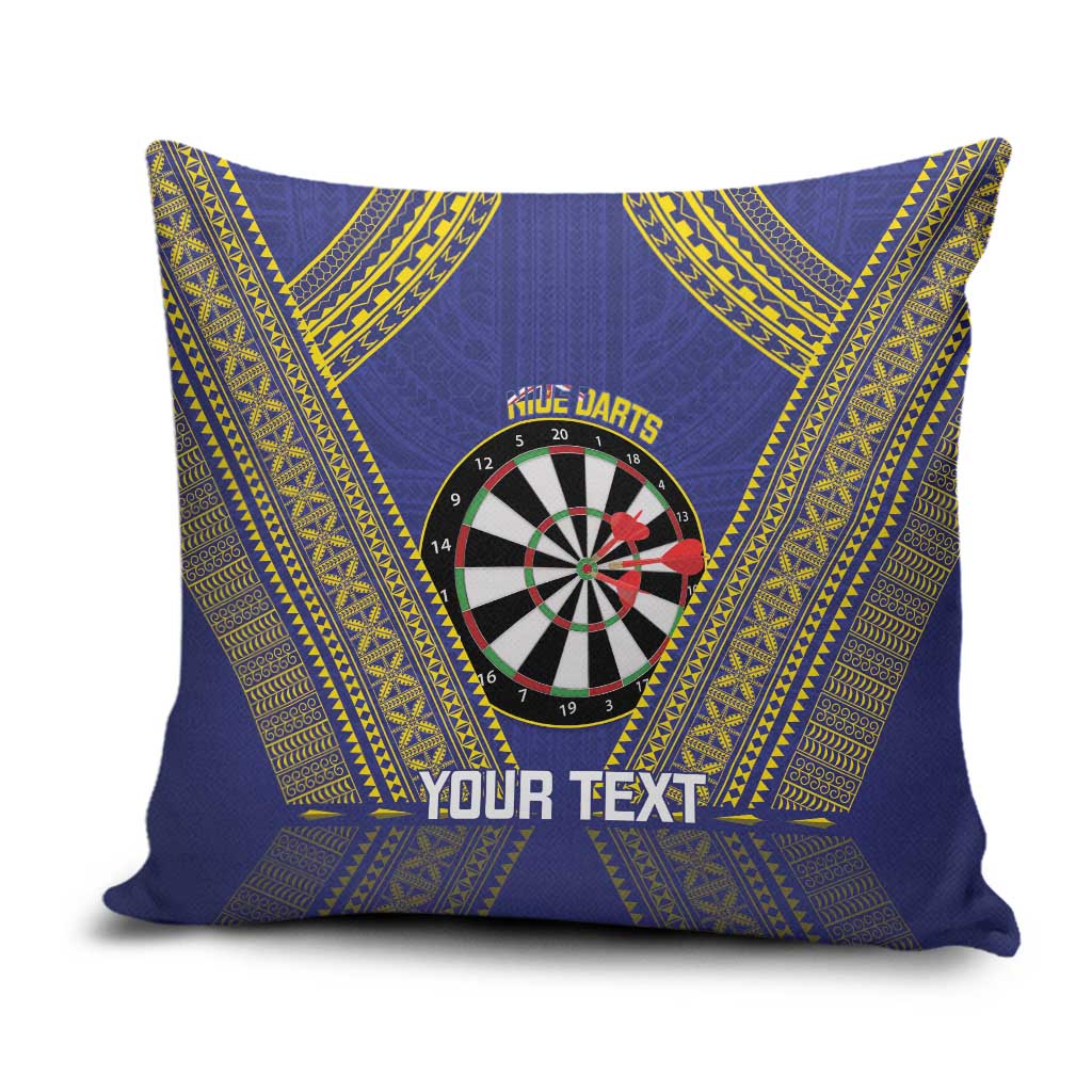 Personalised Niue Darts Pillow Cover Dart Board Hiapo Pattern - Polynesian Pride