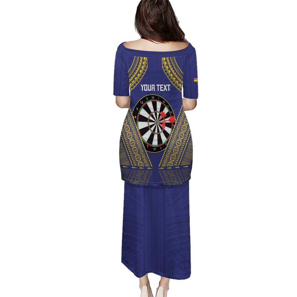 Personalised Niue Darts Puletasi Dart Board Hiapo Pattern - Polynesian Pride