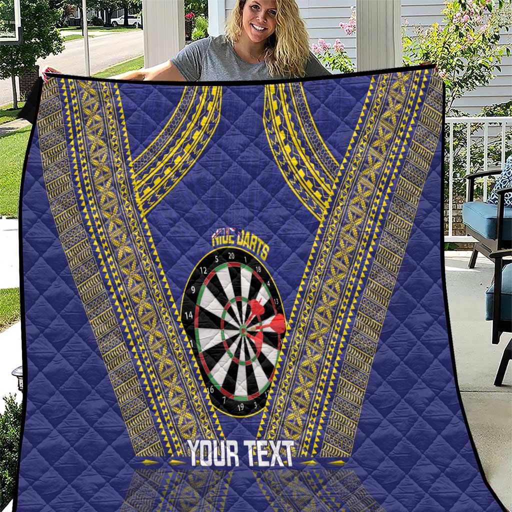 Personalised Niue Darts Quilt Dart Board Hiapo Pattern - Polynesian Pride