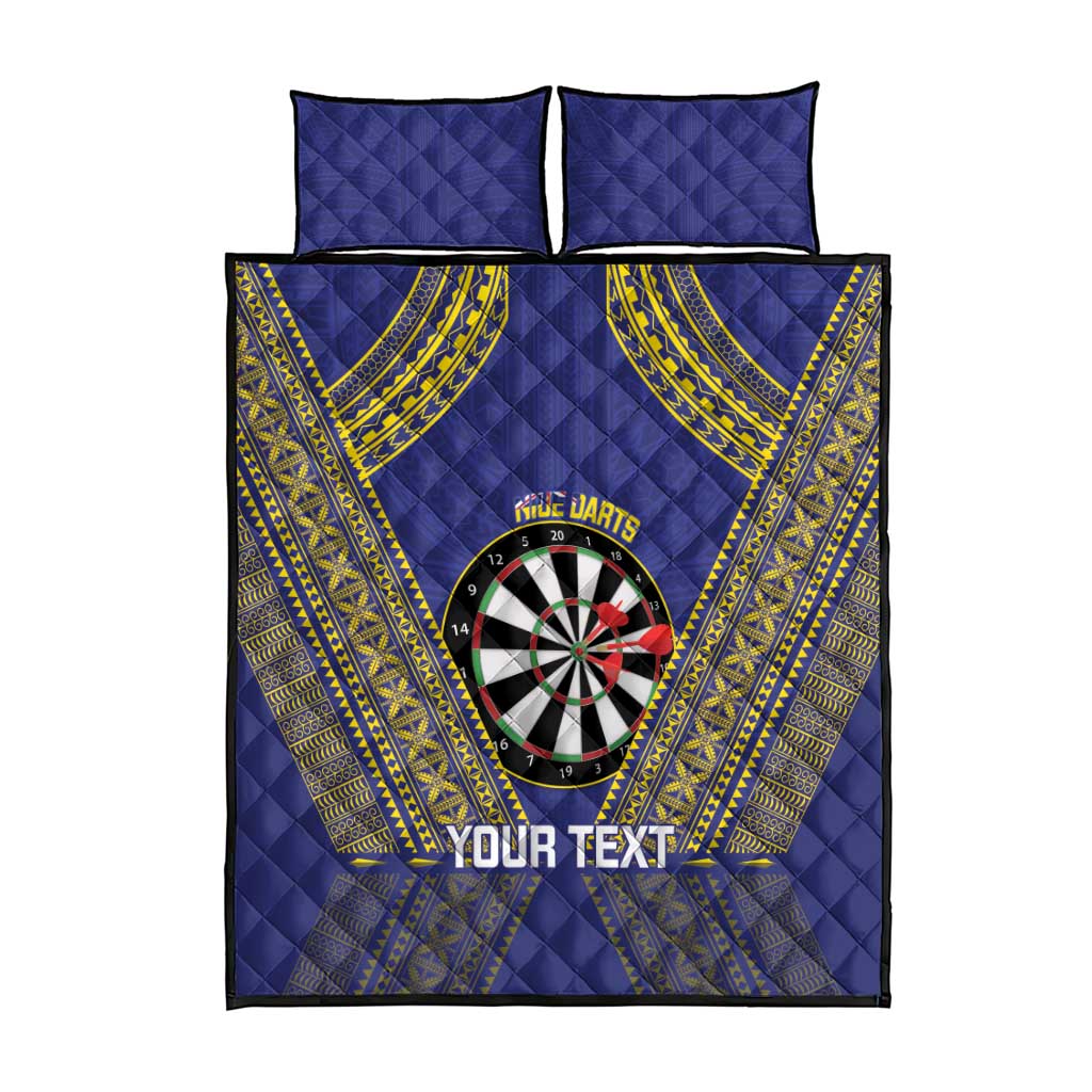 Personalised Niue Darts Quilt Bed Set Dart Board Hiapo Pattern - Polynesian Pride