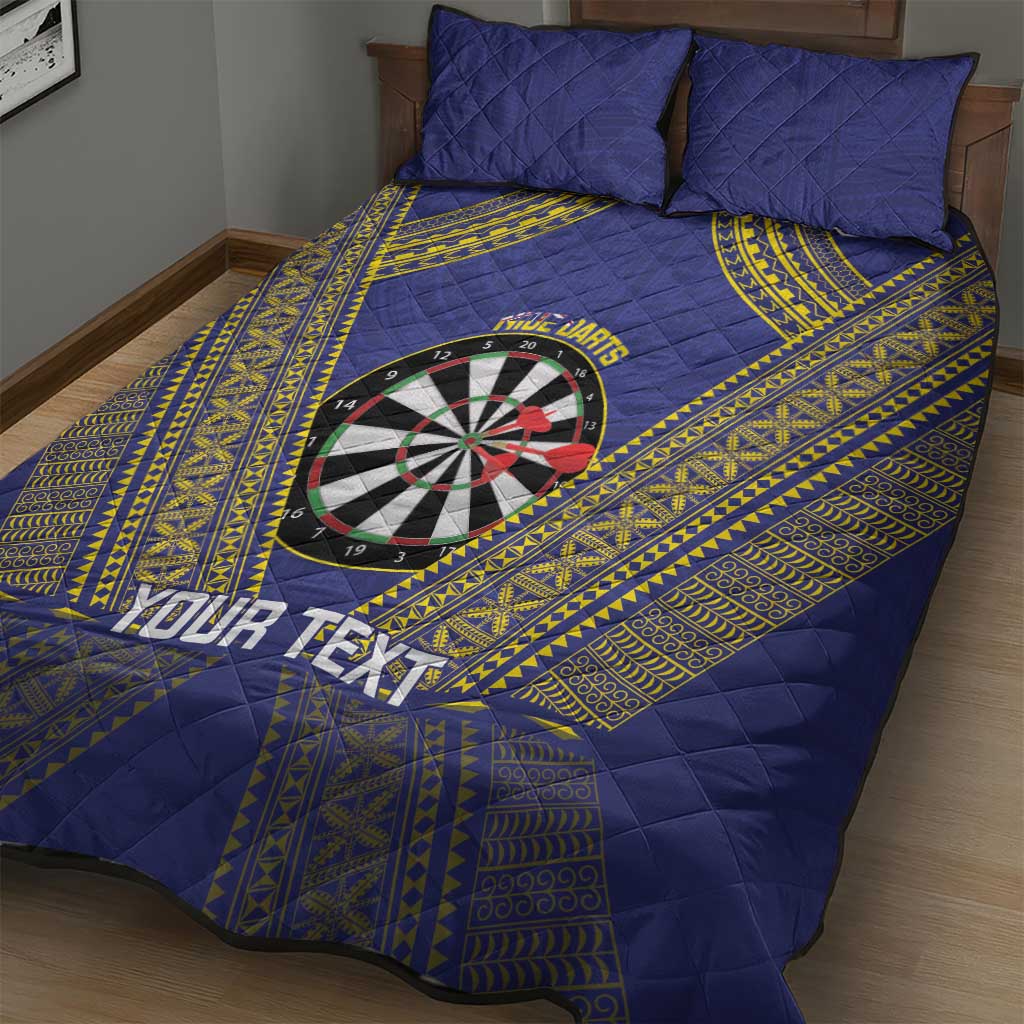 Personalised Niue Darts Quilt Bed Set Dart Board Hiapo Pattern - Polynesian Pride