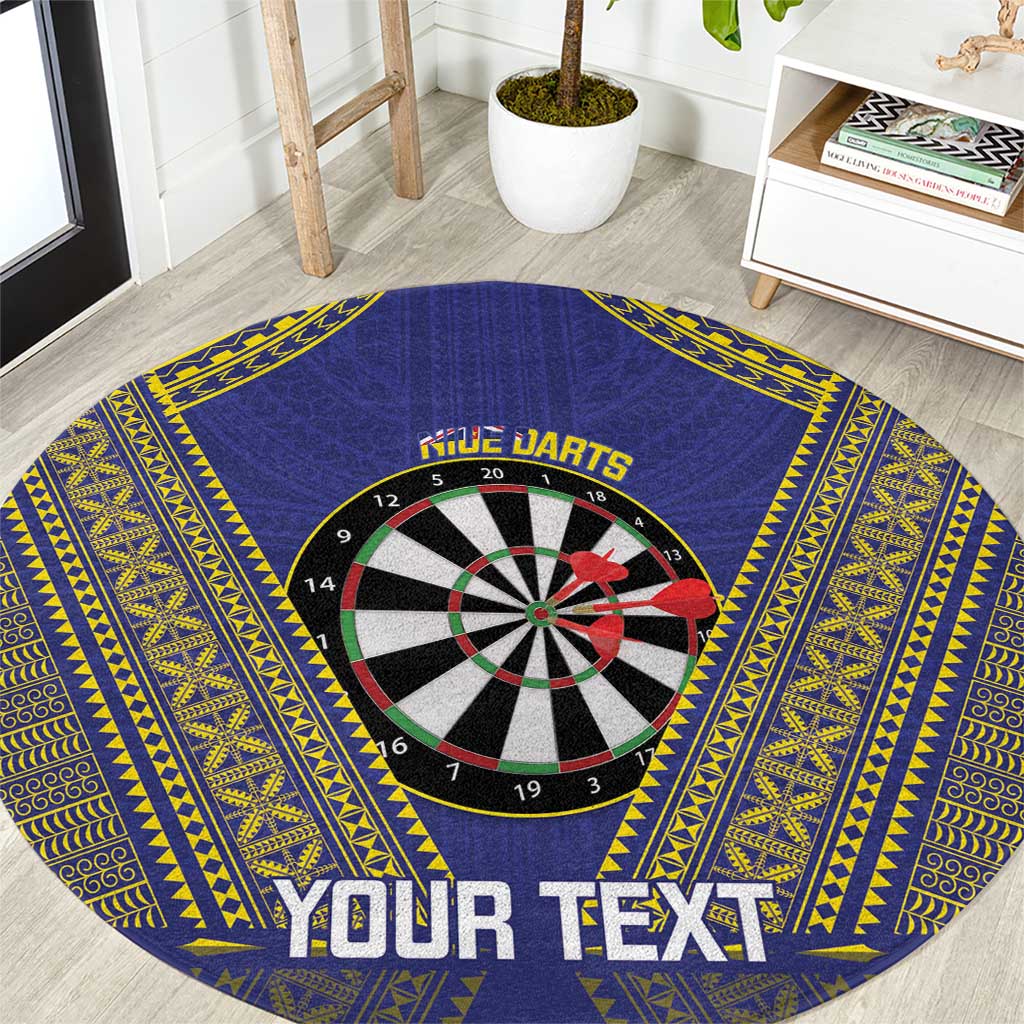 Personalised Niue Darts Round Carpet Dart Board Hiapo Pattern - Polynesian Pride