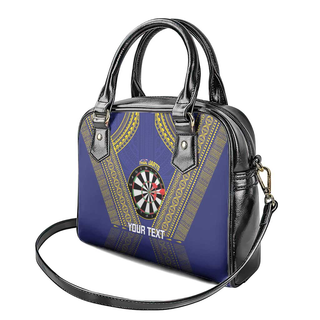 Personalised Niue Darts Shoulder Handbag Dart Board Hiapo Pattern - Polynesian Pride