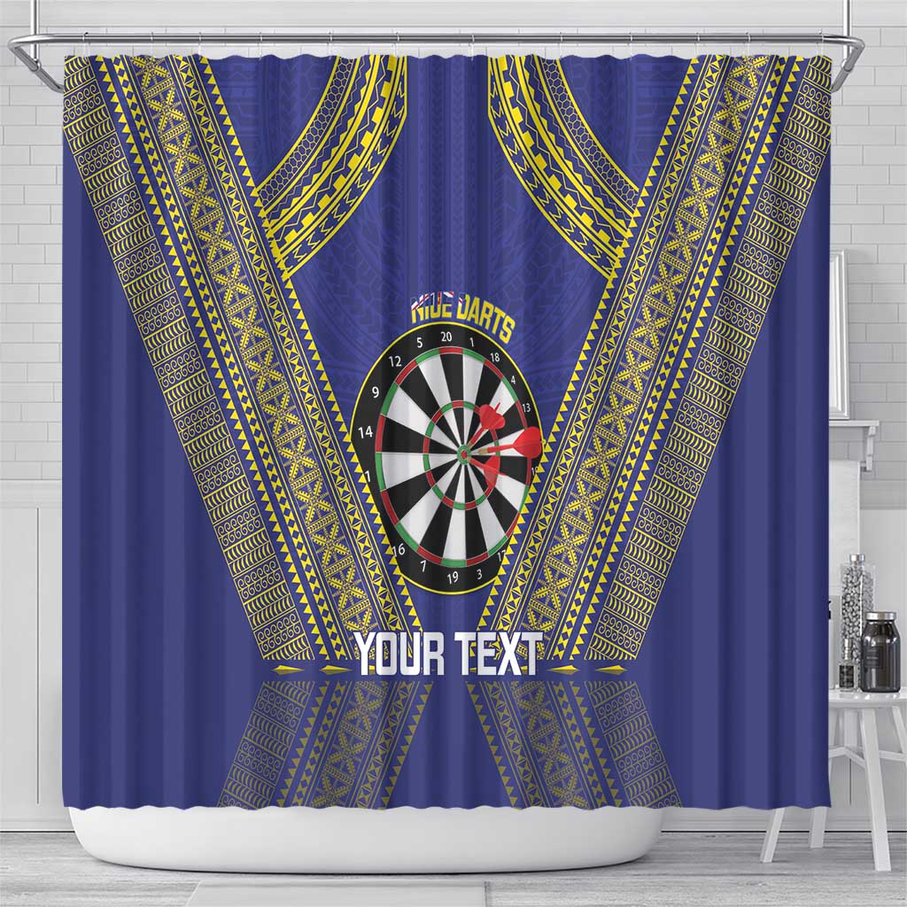 Personalised Niue Darts Shower Curtain Dart Board Hiapo Pattern - Polynesian Pride