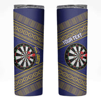 Personalised Niue Darts Skinny Tumbler Dart Board Hiapo Pattern - Polynesian Pride