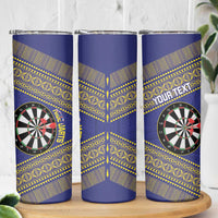 Personalised Niue Darts Skinny Tumbler Dart Board Hiapo Pattern - Polynesian Pride