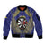 Personalised Niue Darts Sleeve Zip Bomber Jacket Dart Board Hiapo Pattern - Polynesian Pride