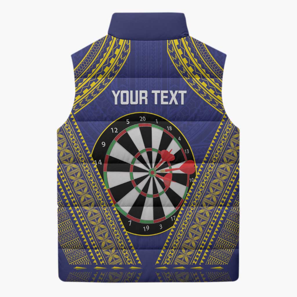 Personalised Niue Darts Sleeveless Puffer Jacket Dart Board Hiapo Pattern - Polynesian Pride