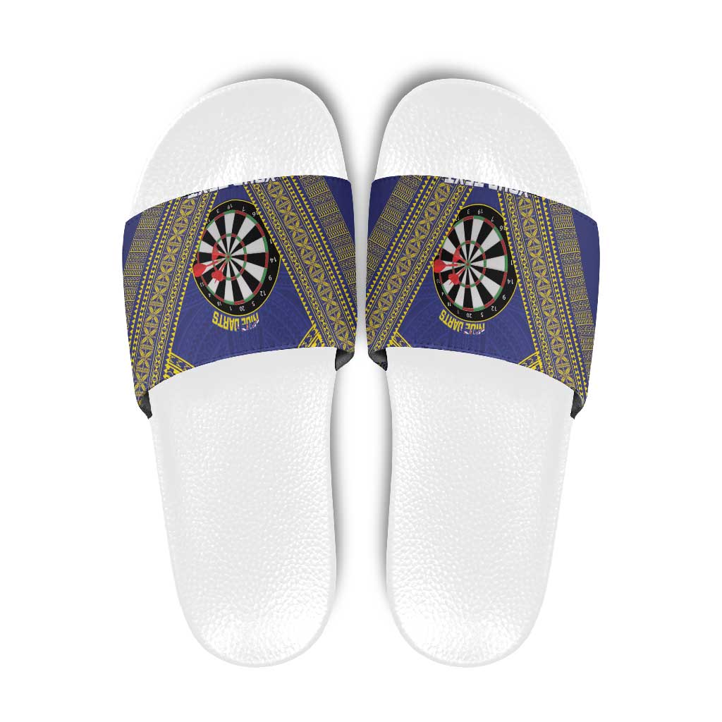 Personalised Niue Darts Slide Sandals Dart Board Hiapo Pattern - Polynesian Pride