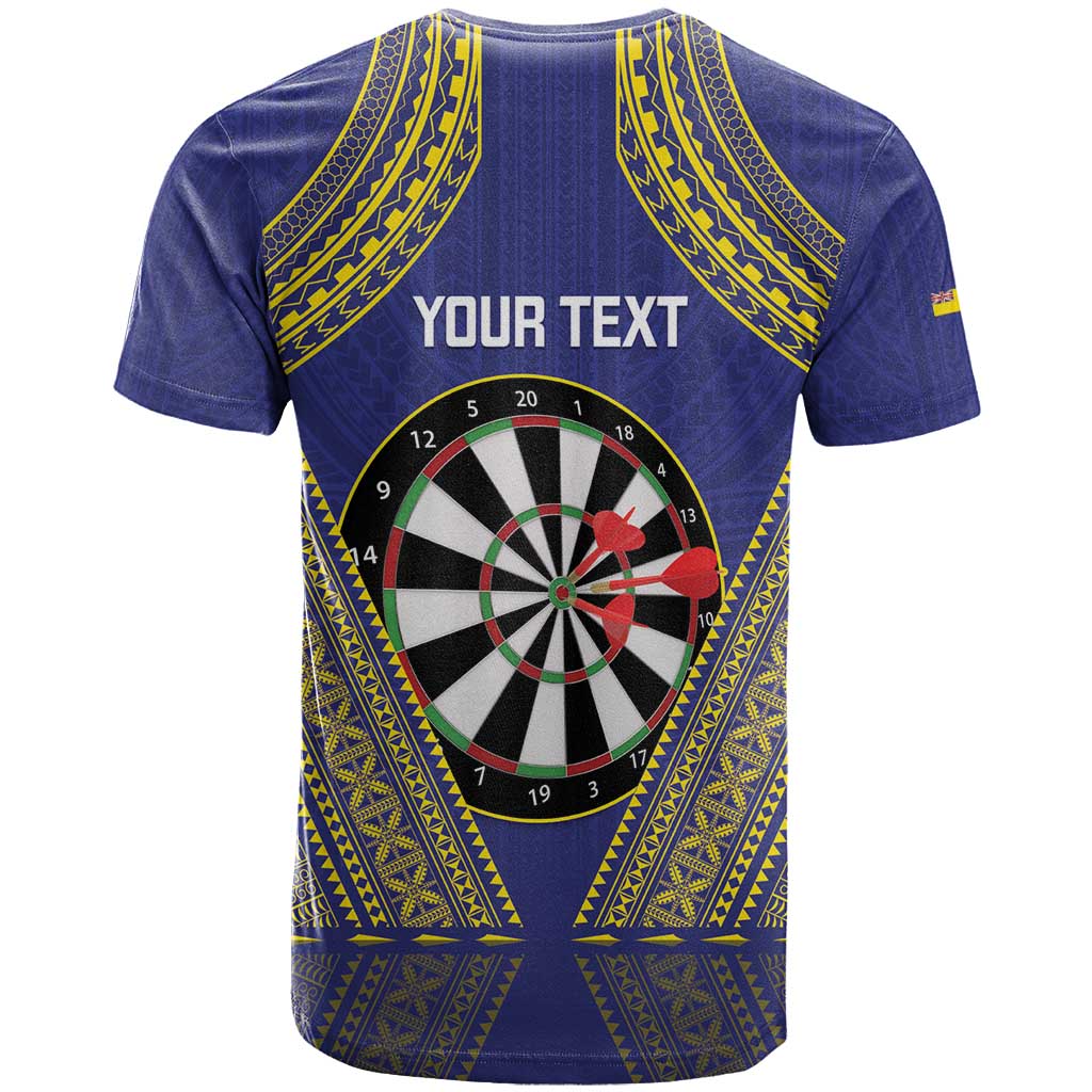 Personalised Niue Darts T Shirt Dart Board Hiapo Pattern - Polynesian Pride