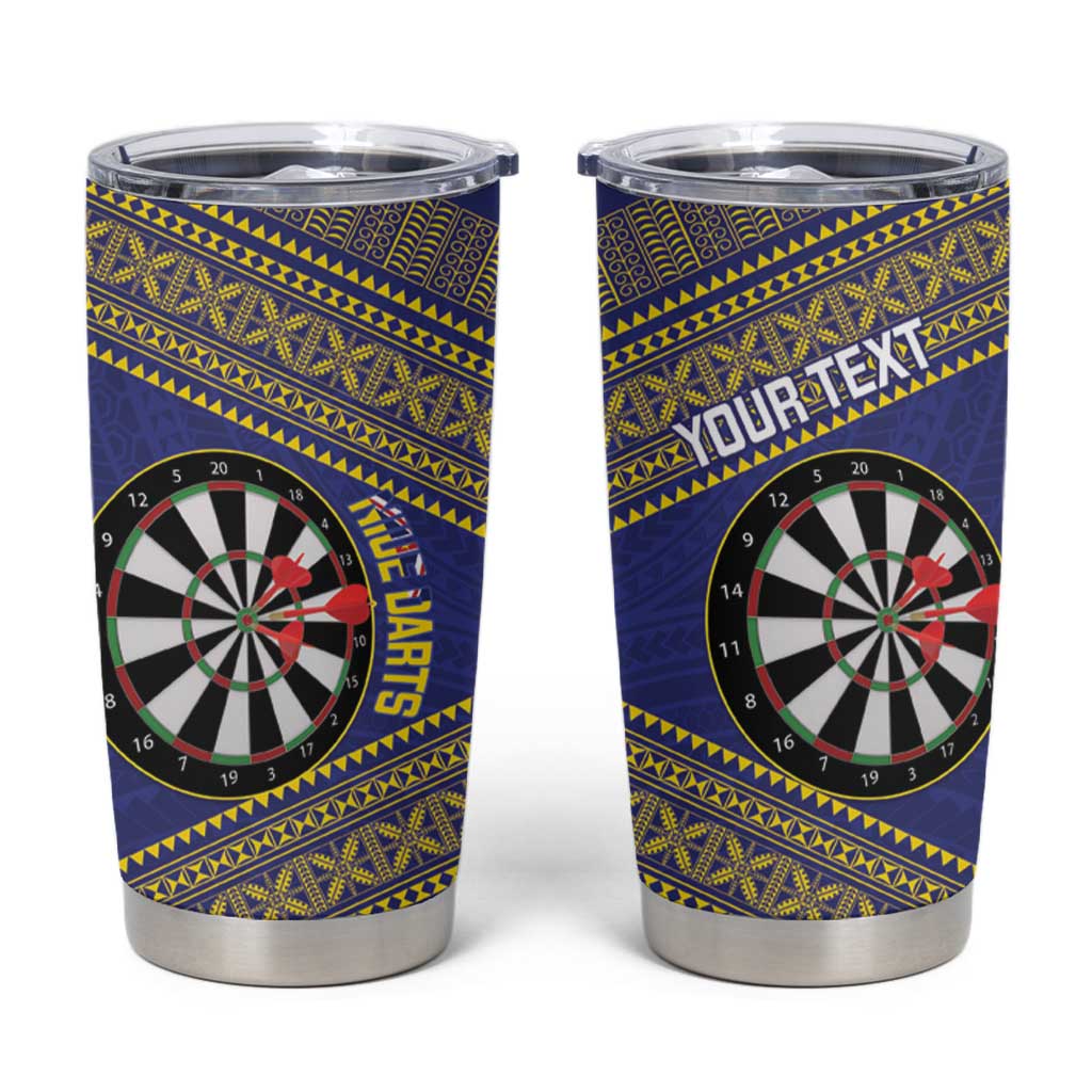 Personalised Niue Darts Tumbler Cup Dart Board Hiapo Pattern - Polynesian Pride