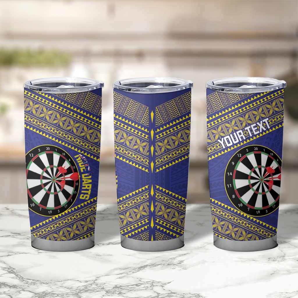 Personalised Niue Darts Tumbler Cup Dart Board Hiapo Pattern - Polynesian Pride