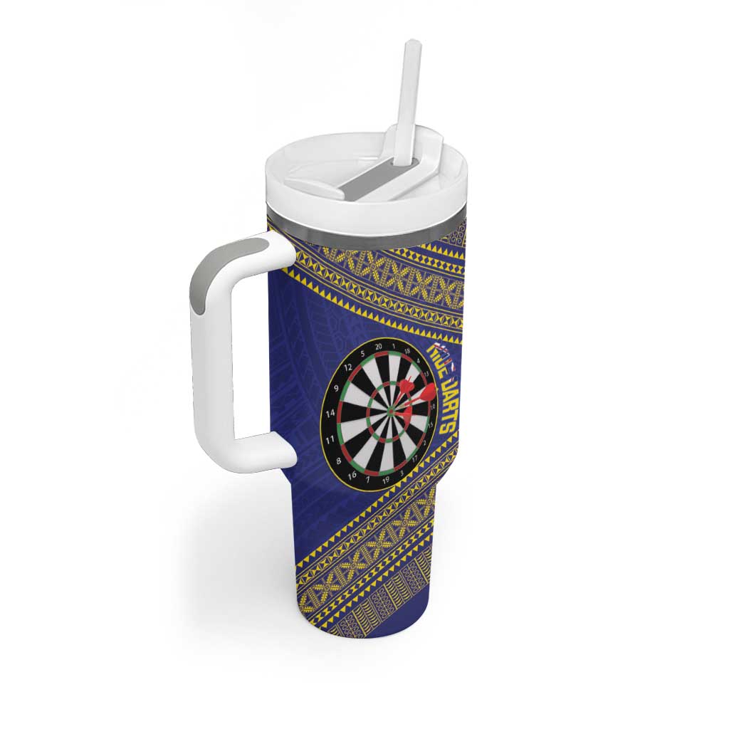 Personalised Niue Darts Tumbler With Handle Dart Board Hiapo Pattern - Polynesian Pride