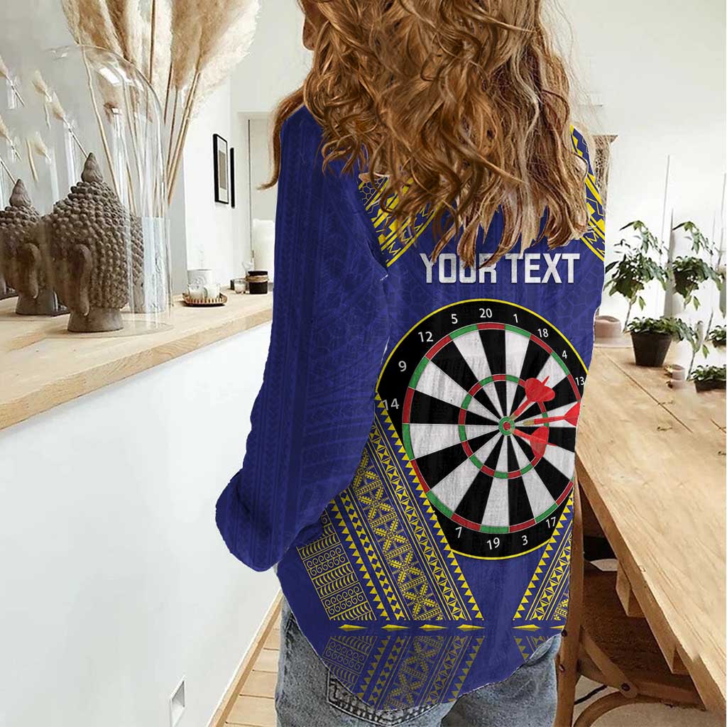 Personalised Niue Darts Women Casual Shirt Dart Board Hiapo Pattern - Polynesian Pride
