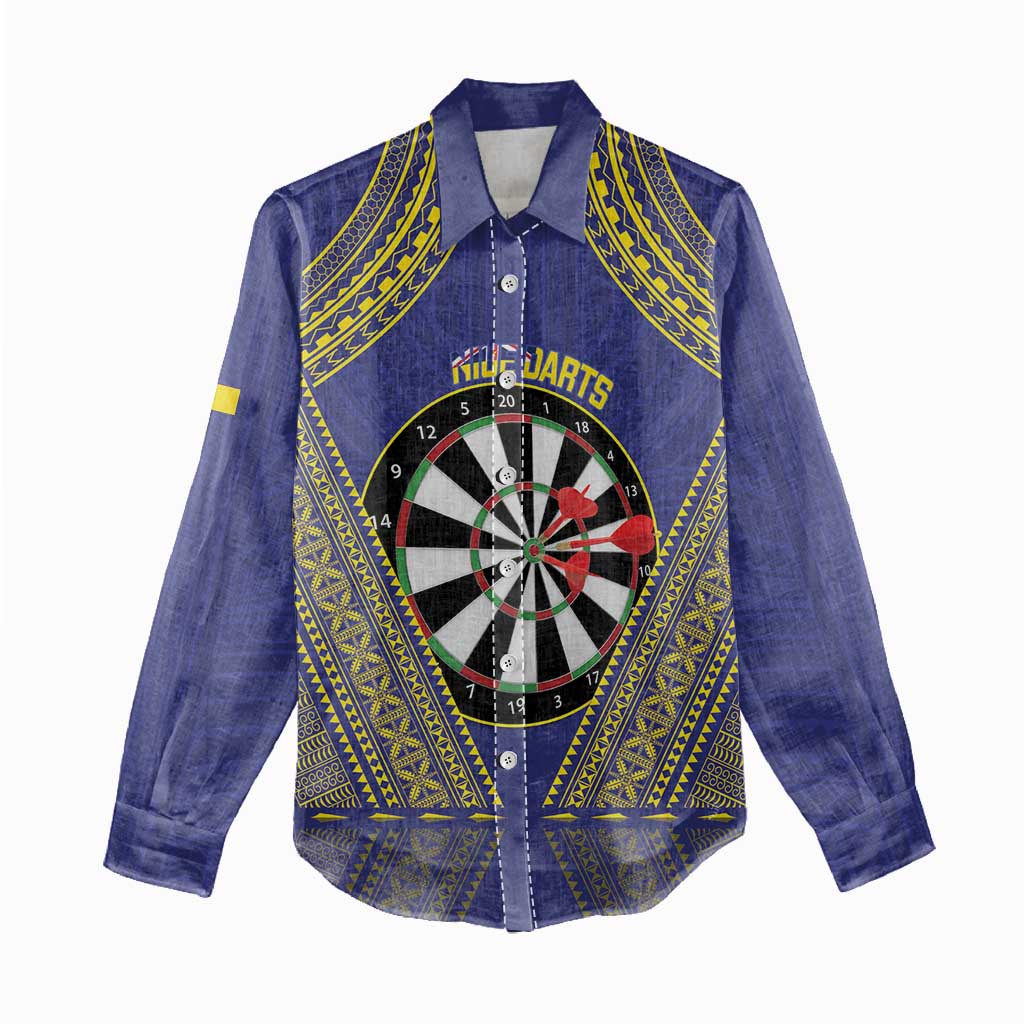 Personalised Niue Darts Women Casual Shirt Dart Board Hiapo Pattern - Polynesian Pride