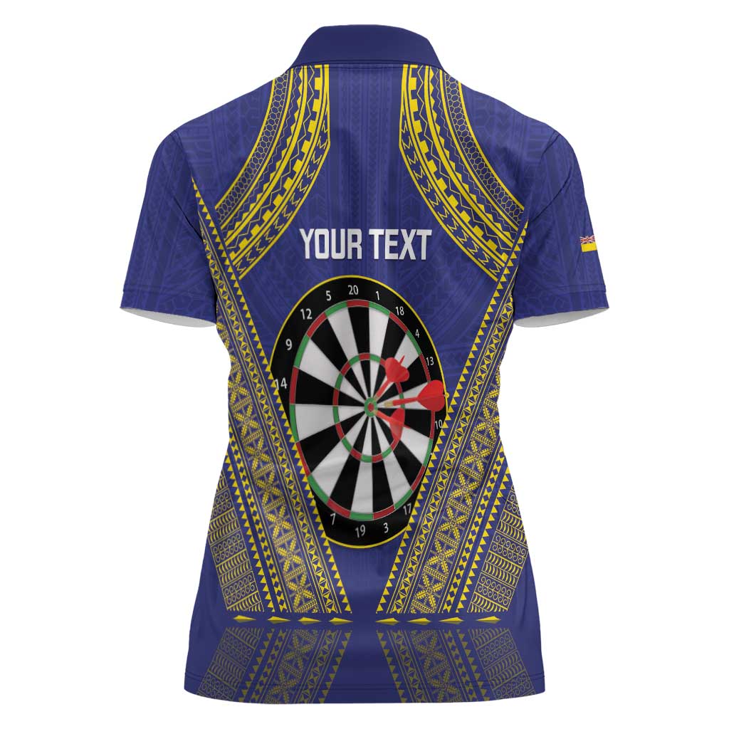 Personalised Niue Darts Women Polo Shirt Dart Board Hiapo Pattern - Polynesian Pride