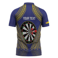 Personalised Niue Darts Zipper Polo Shirt Dart Board Hiapo Pattern - Polynesian Pride