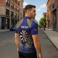 Personalised Niue Darts Zipper Polo Shirt Dart Board Hiapo Pattern - Polynesian Pride