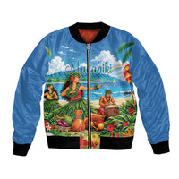 Hawaii Makahiki Bomber Jacket Hawaiian New Year Tropical Vibes LT14 Unisex Blue - Polynesian Pride