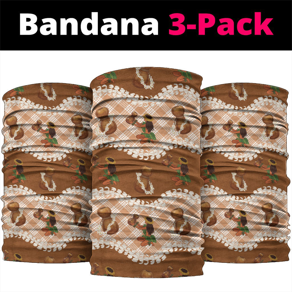 Ipu Heke Hawaii Makahiki Neck Gaiter Hawaiian Puakenikeni Lei Hula Girl Palaka Motifs LT14 package One Size: 25*50cm Brown - Polynesian Pride