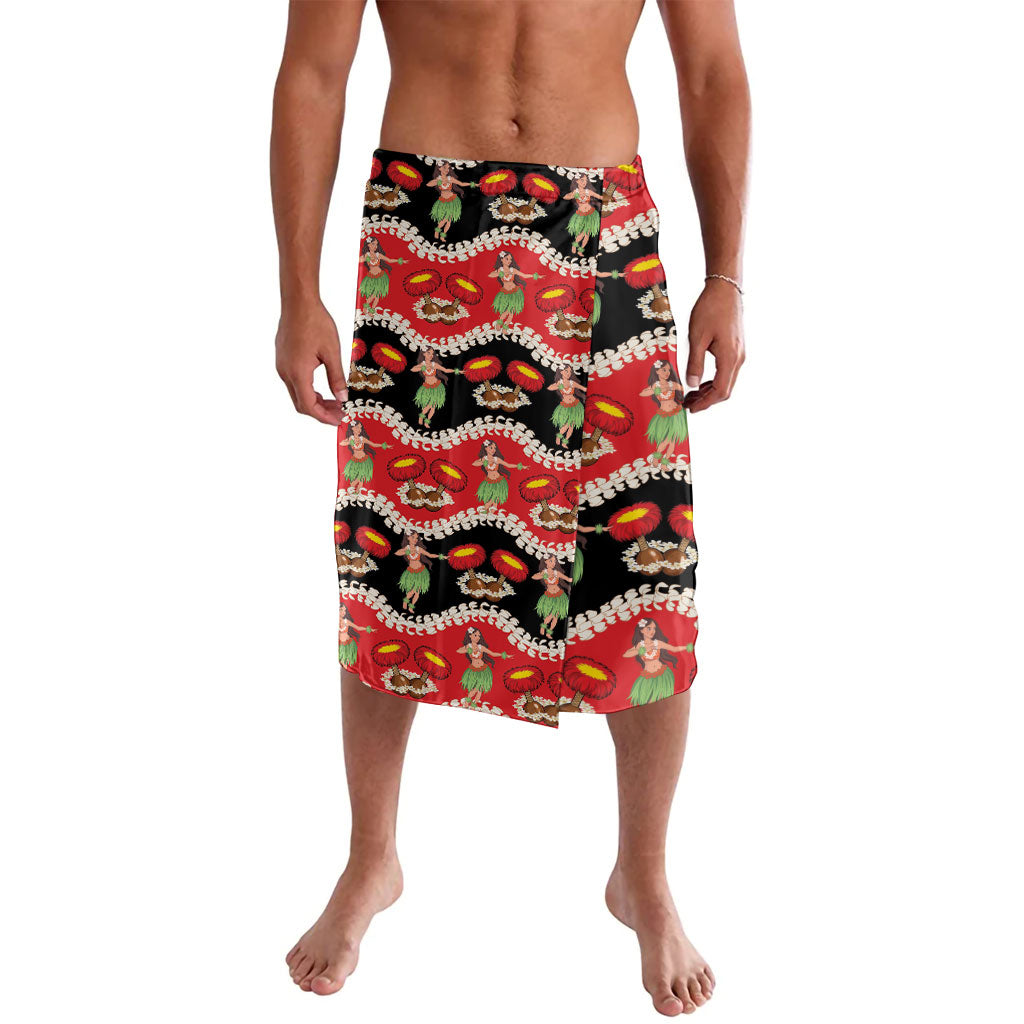 Uliuli Hawaii Makahiki Lavalava Hawaiian Puakenikeni Lei Hula Girl Red Version LT14 Red - Polynesian Pride
