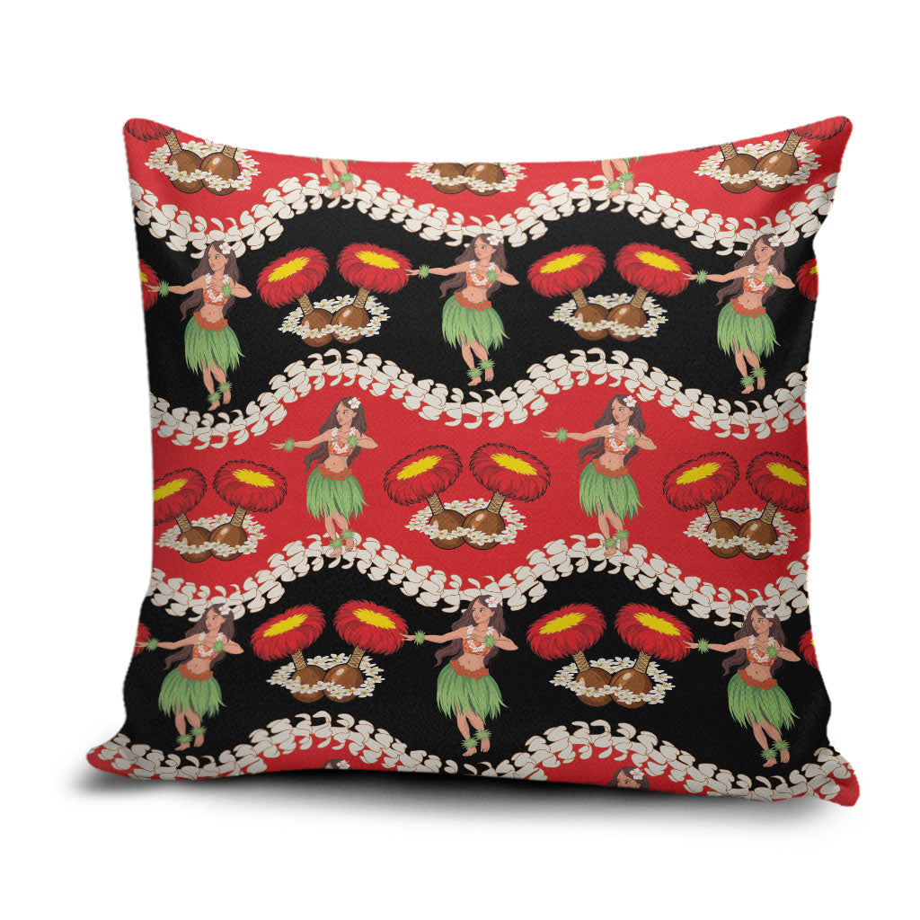 Uliuli Hawaii Makahiki Pillow Cover Hawaiian Puakenikeni Lei Hula Girl Red Version