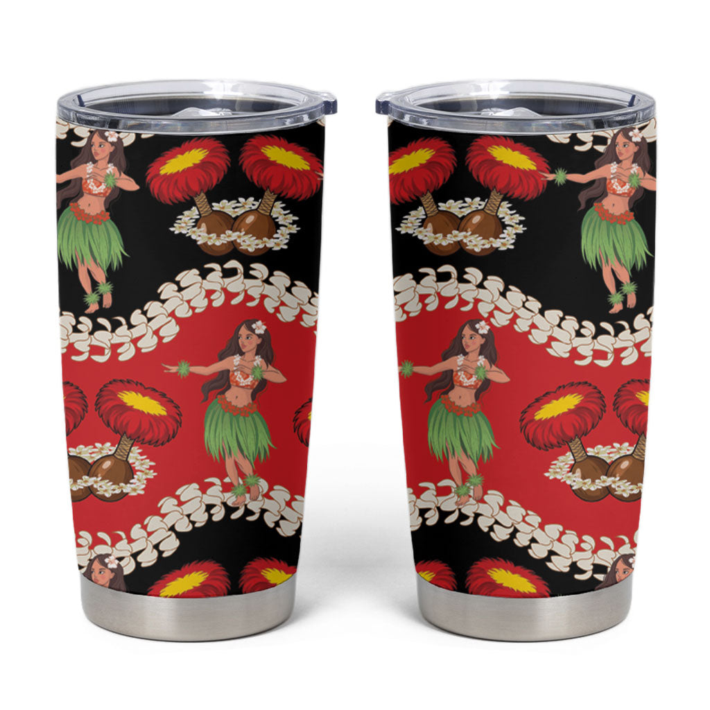 Uliuli Hawaii Makahiki Tumbler Cup Hawaiian Puakenikeni Lei Hula Girl Red Version LT14 Red - Polynesian Pride