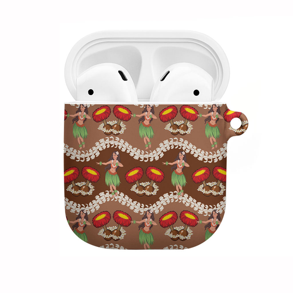 Uliuli Hawaii Makahiki AirPods Case Hawaiian Puakenikeni Lei Hula Girl Brown Version LT14 Brown - Polynesian Pride