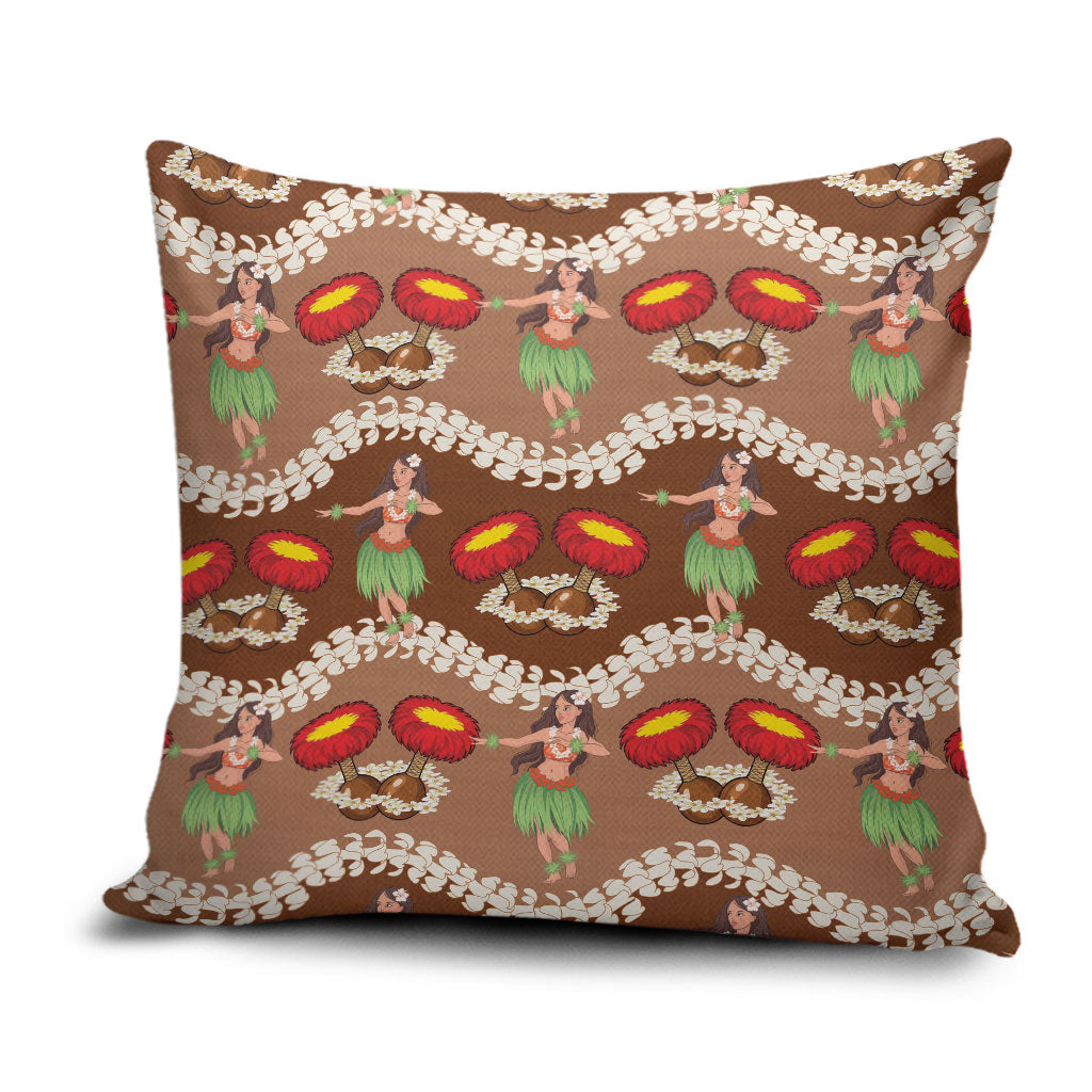 Uliuli Hawaii Makahiki Pillow Cover Hawaiian Puakenikeni Lei Hula Girl Brown Version LT14 Brown - Polynesian Pride