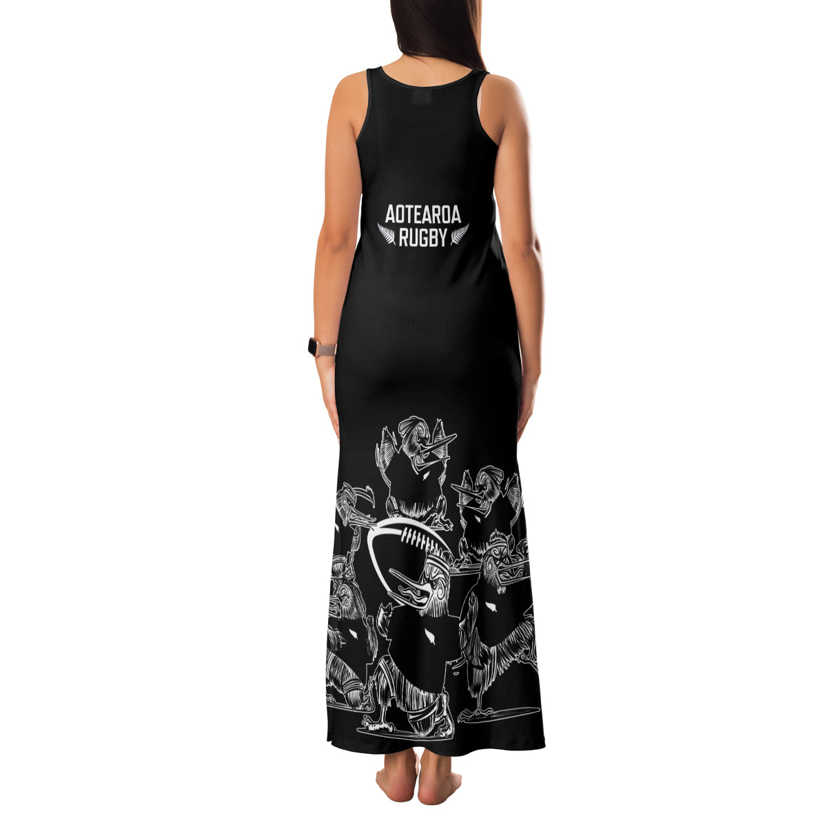 New Zealand Silver Fern Rugby Family Matching Tank Maxi Dress and Hawaiian Shirt Haka Aotearoa Kiwi Dance LT14 - Polynesian Pride