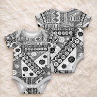 Black Bula Fiji Baby Onesie Unique Masi Tapa Pattern LT14 - Polynesian Pride
