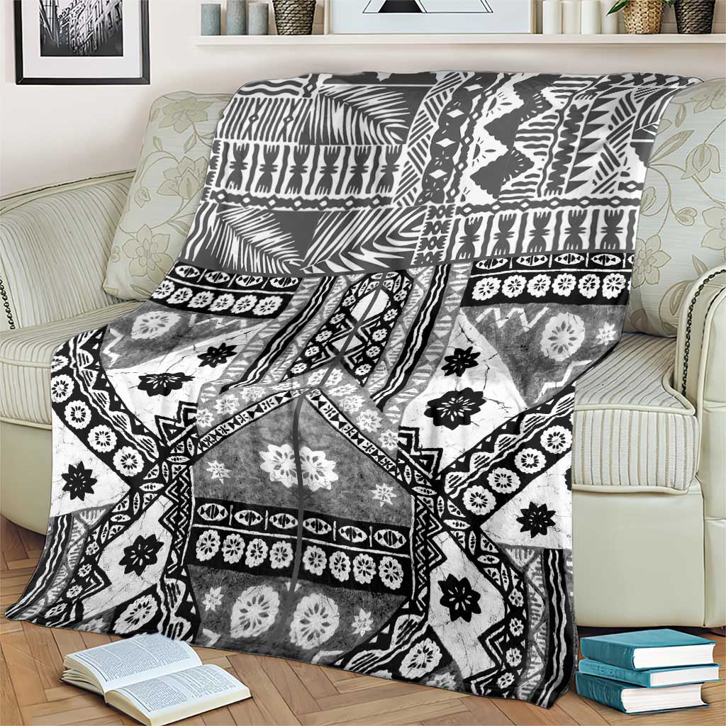 Black Bula Fiji Blanket Unique Masi Tapa Pattern