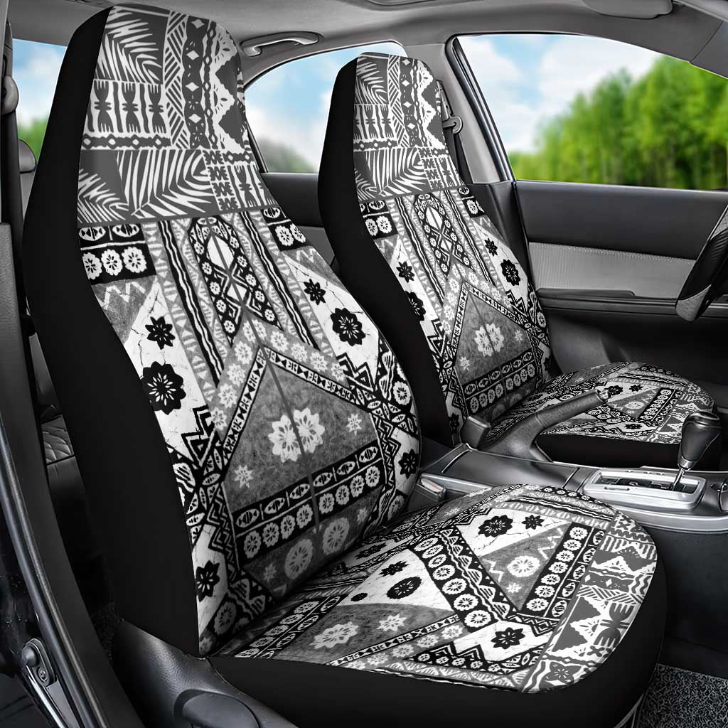Black Bula Fiji Car Seat Cover Unique Masi Tapa Pattern