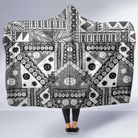 Black Bula Fiji Hooded Blanket Unique Masi Tapa Pattern