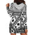 Black Bula Fiji Hoodie Dress Unique Masi Tapa Pattern