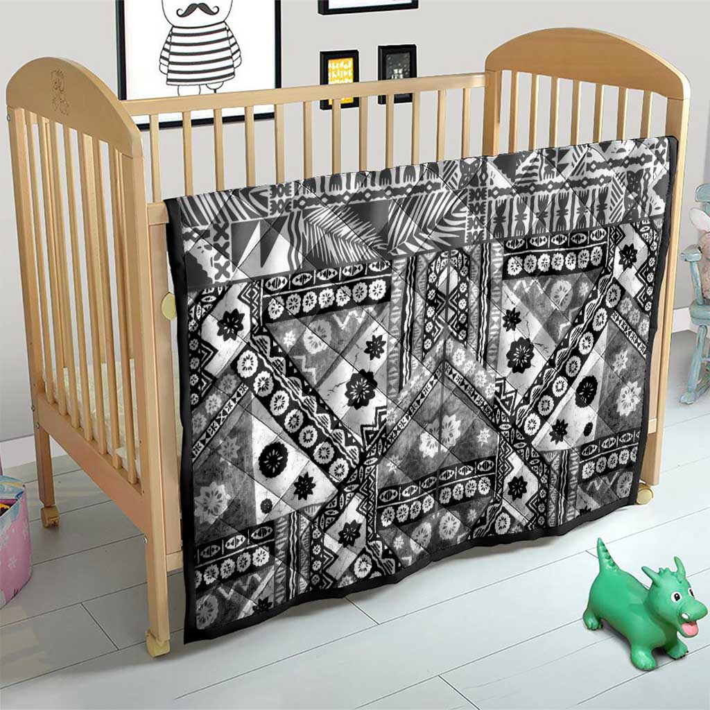 Black Bula Fiji Quilt Unique Masi Tapa Pattern