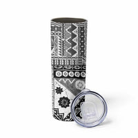 Black Bula Fiji Skinny Tumbler Unique Masi Tapa Pattern