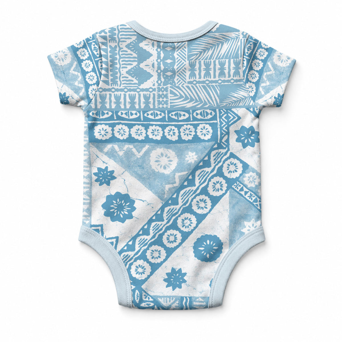 Blue Bula Fiji Baby Onesie Unique Masi Tapa Pattern LT14 - Polynesian Pride