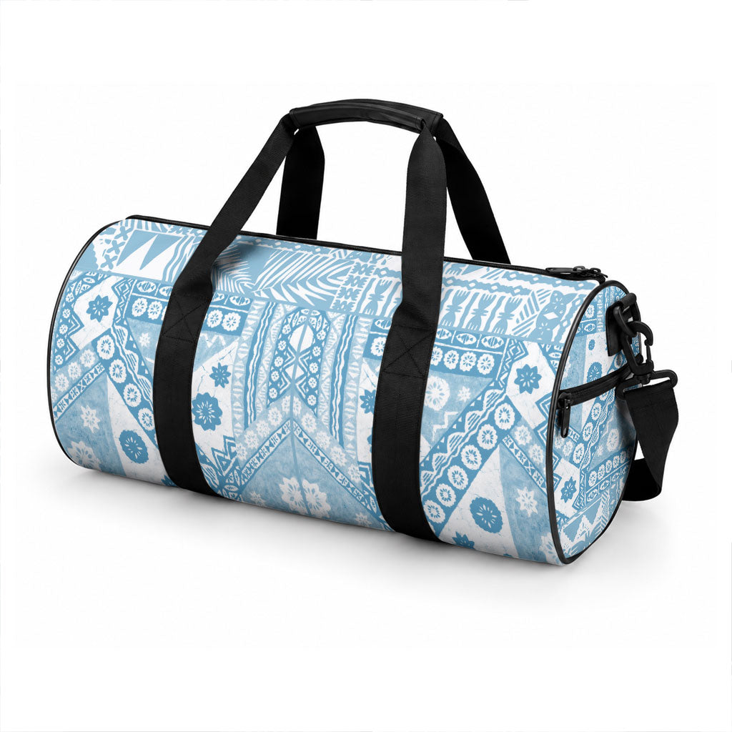 Blue Bula Fiji Duffle Bag Unique Masi Tapa Pattern LT14 - Polynesian Pride