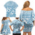 Blue Bula Fiji Family Matching Off Shoulder Short Dress and Hawaiian Shirt Unique Masi Tapa Pattern