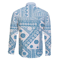 Blue Bula Fiji Family Matching Short Sleeve Bodycon Dress and Hawaiian Shirt Unique Masi Tapa Pattern